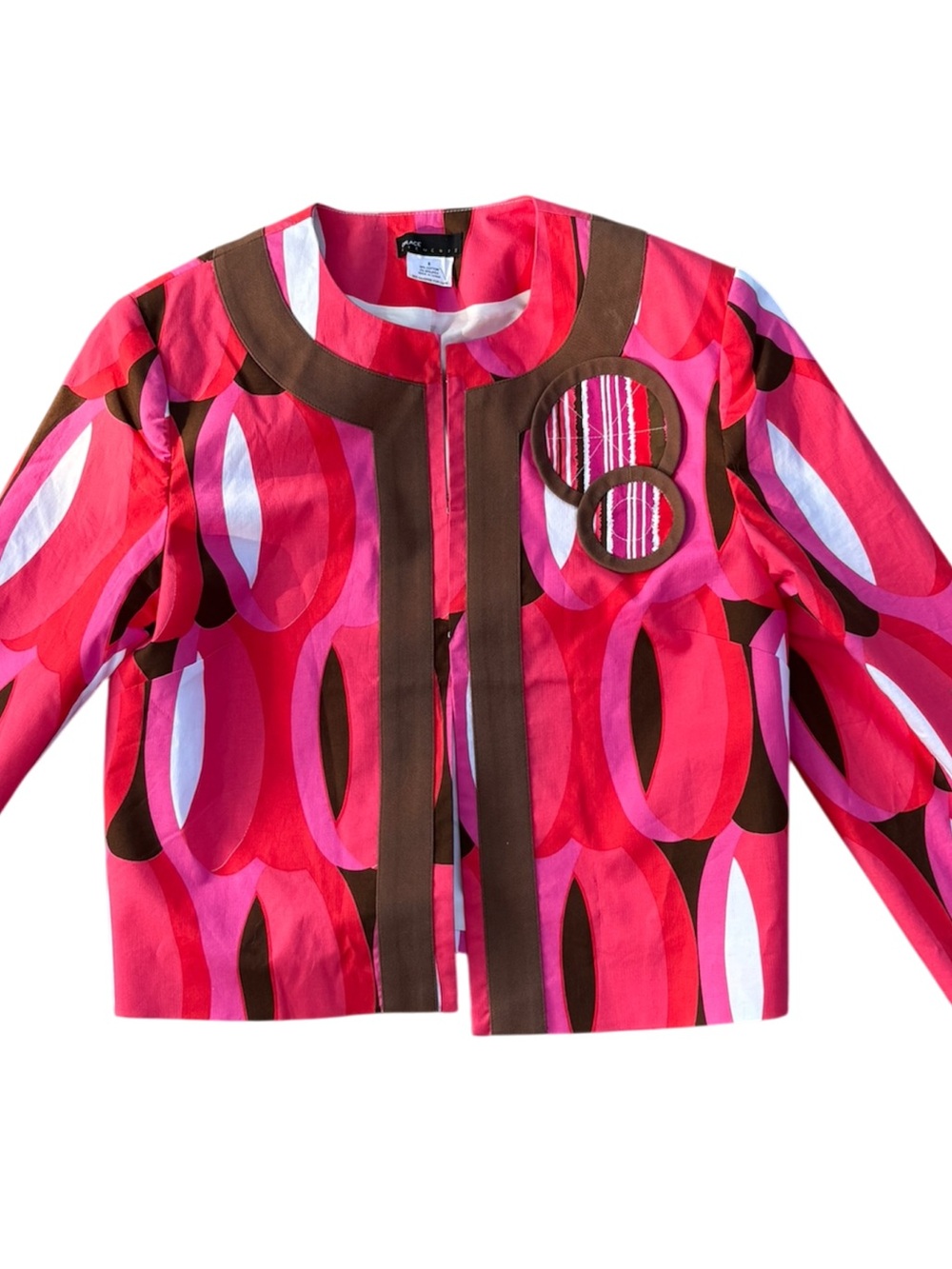 Grace Elements Y2K Jacket Pink Abstract Print Geometric